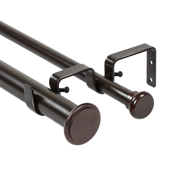 Urbanest Bouton Flat Button 1-inch 5-8 inch Double Drapery Curtain Window Rod Set