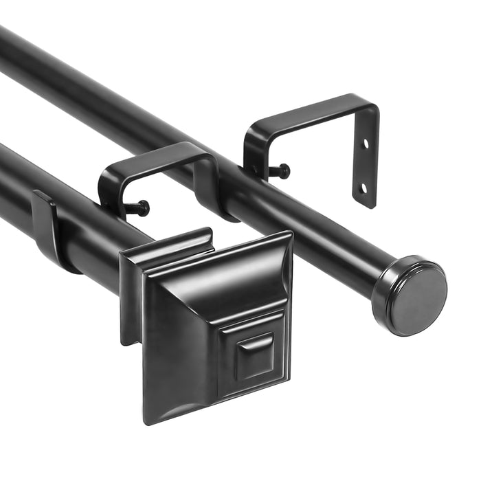 Urbanest Pila Flat Button 1-inch 3-4 inch Double Drapery Curtain Window Rod Set