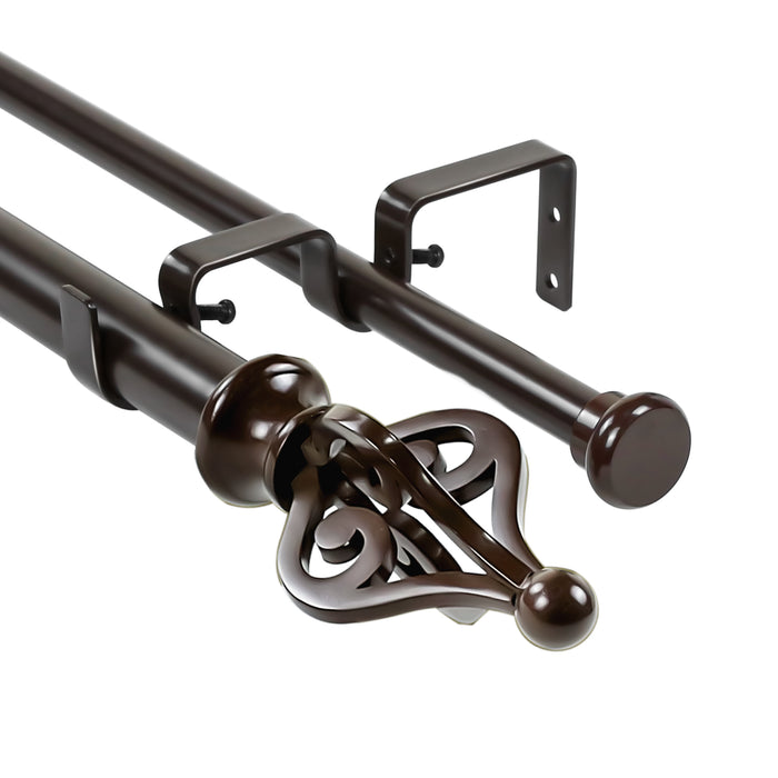 Urbanest Portia Flat Button 1-inch 5-8 inch Double Drapery Curtain Window Rod Set