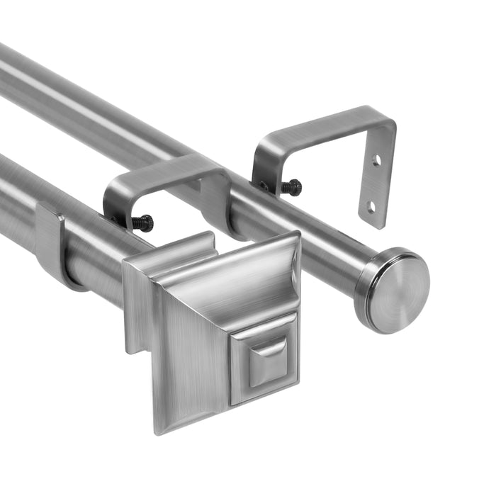Urbanest Pila Flat Button 1-inch 3-4 inch Double Drapery Curtain Window Rod Set