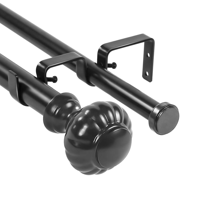 Urbanest Door Knob Flat Button 1" 3/4" Double Drapery Curtain Window Rod Set