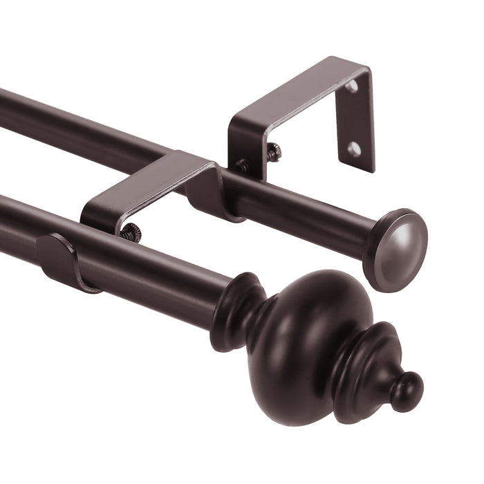Urbanest Round Urn Adjustable Double Drapery Curtain Rod Set, 5-8"