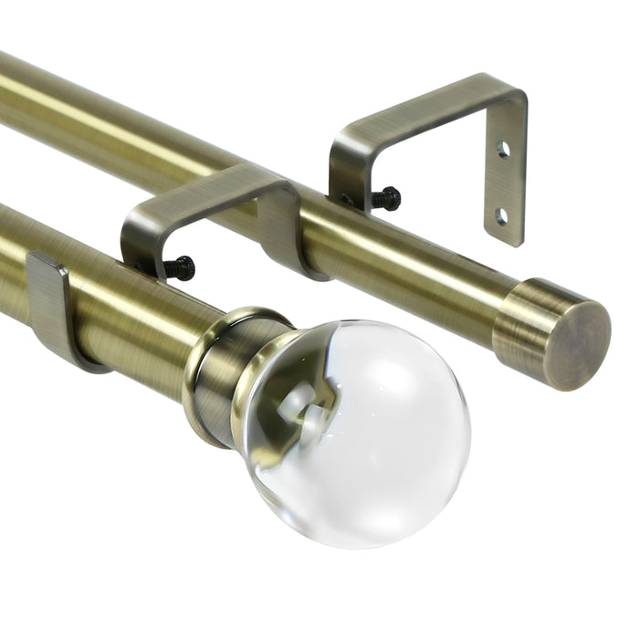 Urbanest Crystal Ball Manhattan 1-inch 3-4 inch Double Drapery Curtain Window Rod Set
