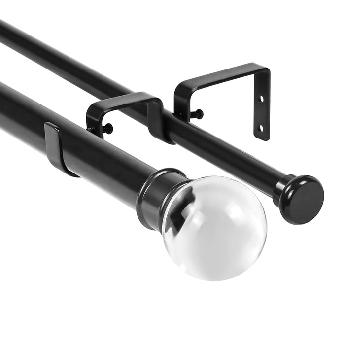 Urbanest Crystal Ball Flat Button 1-inch 5-8 inch Double Drapery Curtain Window Rod Set