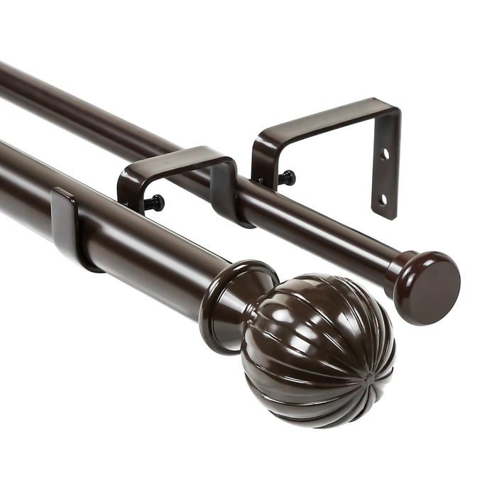 Urbanest Fluted Ball Flat Button 1-inch 5-8 inch Double Drapery Curtain Window Rod Set