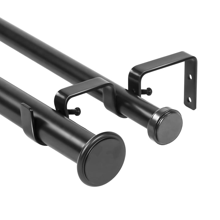 Urbanest Bouton Flat Button 1-inch 3-4 inch Double Drapery Curtain Window Rod Set