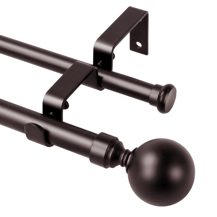 Urbanest Steel Ball Flat Button 1-inch 5-8 inch Double Drapery Curtain Window Rod Set
