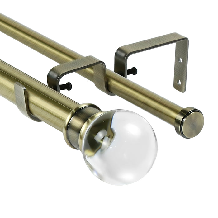 Urbanest Crystal Ball Manhattan 1-inch 5-8 inch Double Drapery Curtain Window Rod Set