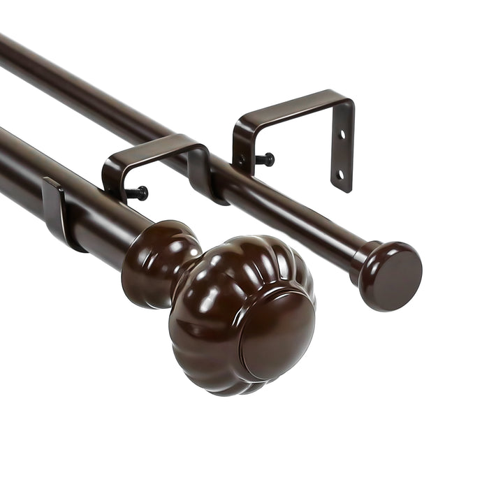 Urbanest Door Knob Flat Button 1-inch 5-8 inch Double Drapery Curtain Window Rod Set
