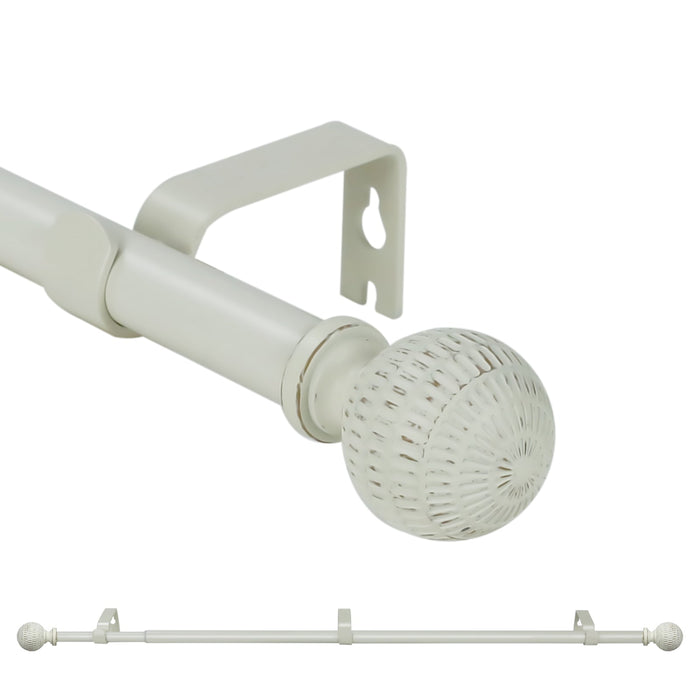 Ridicili 5/8" Single Telescoping Curtain Rod with Reticulated Ball Finials