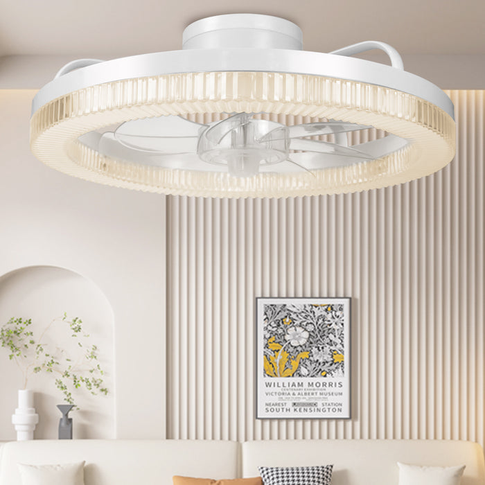 Ultra Low Profile Ceiling Fans with Lights and Remote Ultra Quiet 25 dB, 16.5" Modern Flush Mount Ceiling Fan LED Ceiling Fan Fandelier (Black, White)