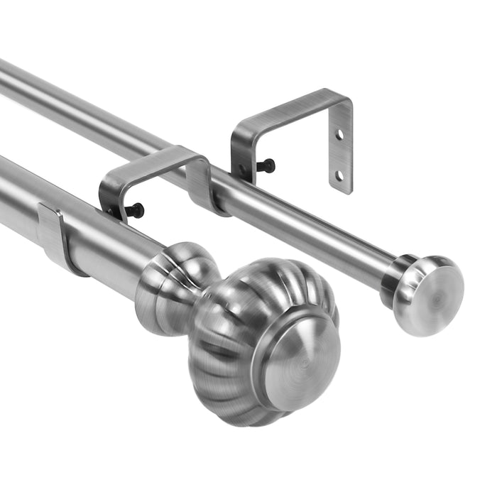 Urbanest Door Knob Flat Button 1-inch 5-8 inch Double Drapery Curtain Window Rod Set