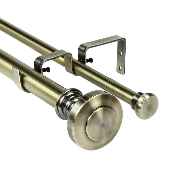 Urbanest Semplice Flat Button 1-inch 5-8 inch Double Drapery Curtain Window Rod Set
