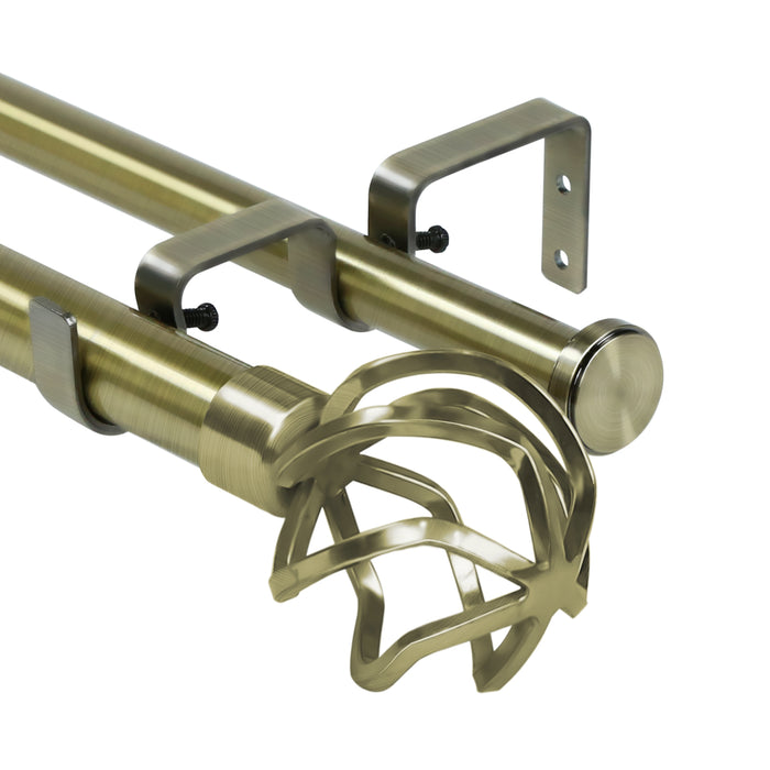 Urbanest Zeffoli Flat Button 1-inch 3-4 inch Double Drapery Curtain Window Rod Set