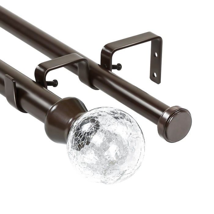 Urbanest Crackle Glass Flat Button 1-inch 3-4 inch Double Drapery Curtain Window Rod Set