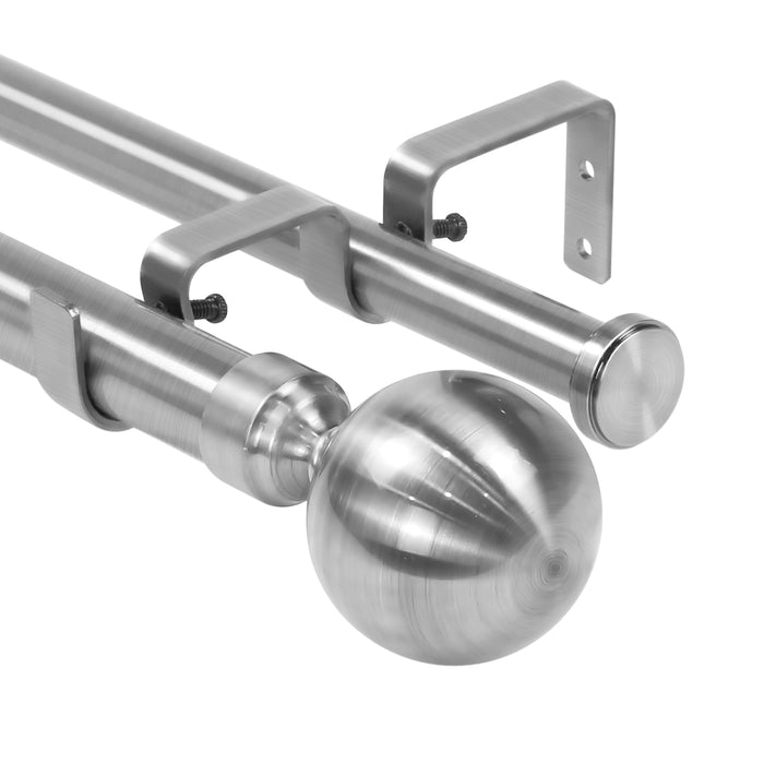 Urbanest Steel Ball Flat Button 1" 3/4" Double Drapery Curtain Window Rod Set