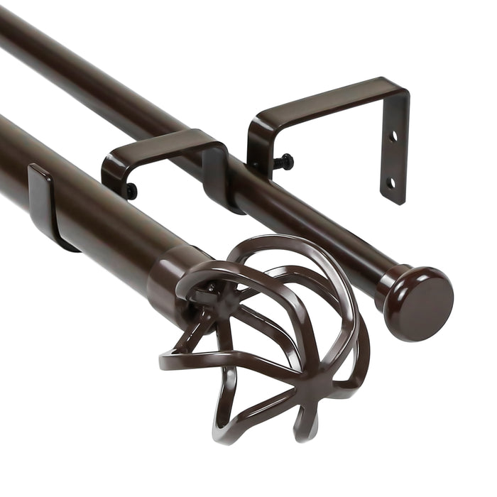 Urbanest Zeffoli Flat Button 1-inch 5-8-inch Double Drapery Curtain Window Rod Set