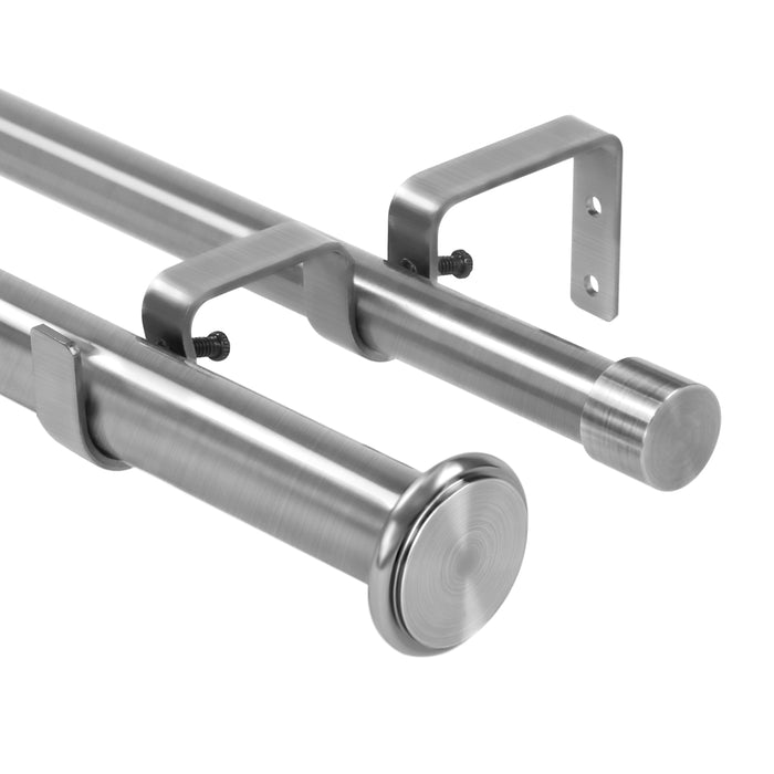 Urbanest Bouton Manhattan 1 inch 3-4 inch Double Drapery Curtain Window Rod Set