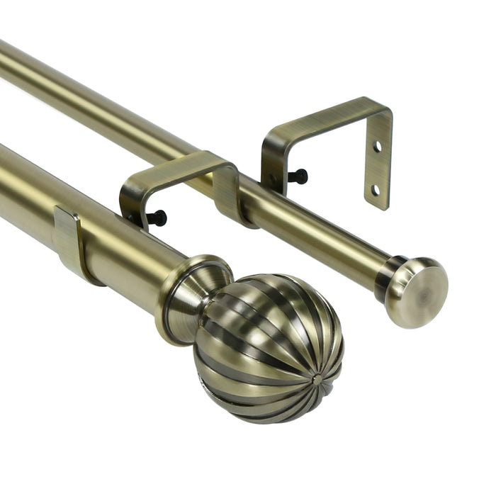 Urbanest Fluted Ball Flat Button 1-inch 5-8 inch Double Drapery Curtain Window Rod Set