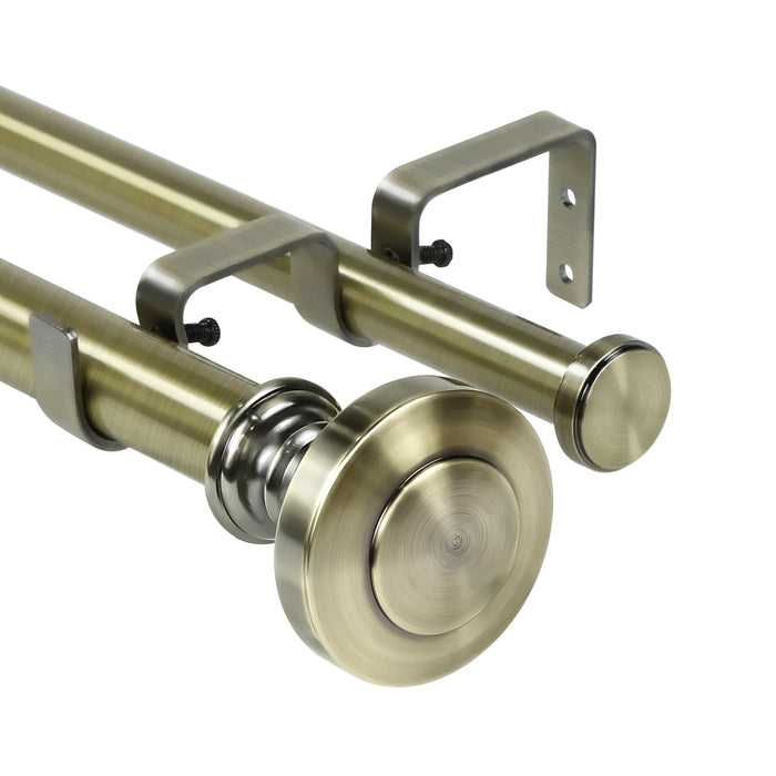 Urbanest Semplice Flat Button 1" 3/4" Double Drapery Curtain Window Rod Set