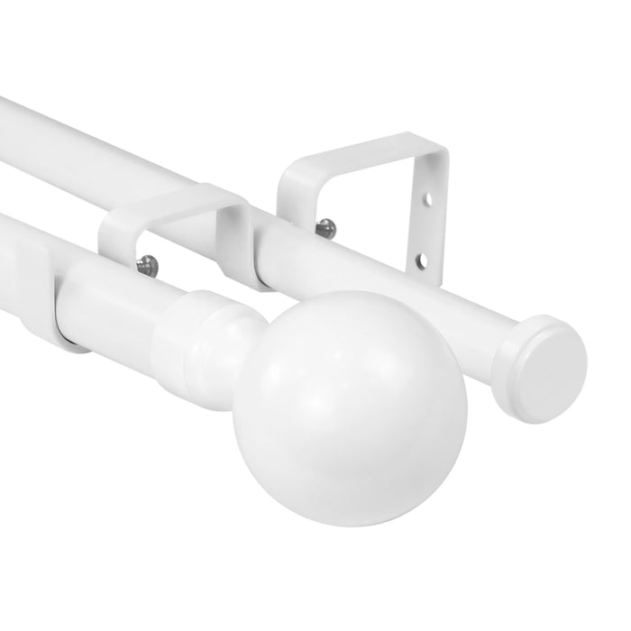Urbanest Steel Ball Flat Button 1" 3/4" Double Drapery Curtain Window Rod Set
