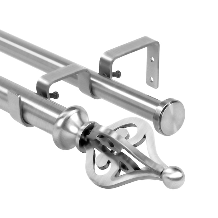 Urbanest Portia Flat Button 1-inch 3-4 inch Double Drapery Curtain Window Rod Set