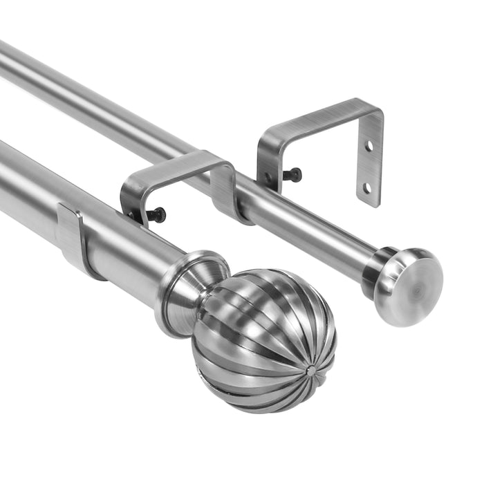 Urbanest Fluted Ball Flat Button 1-inch 5-8 inch Double Drapery Curtain Window Rod Set