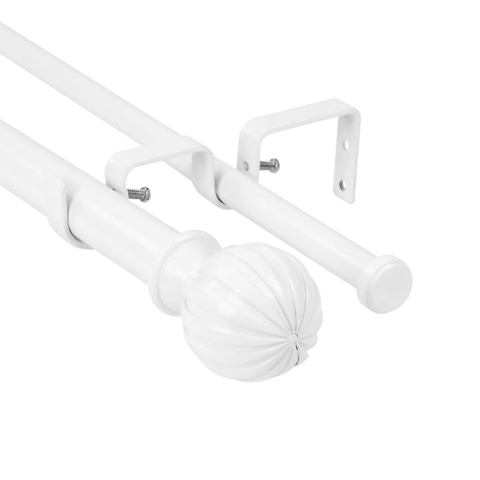Urbanest Fluted Ball Manhattan 1-inch 5-8 inch Double Drapery Curtain Window Rod Set