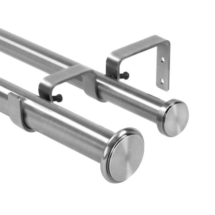 Urbanest Bouton Flat Button 1-inch 3-4 inch Double Drapery Curtain Window Rod Set