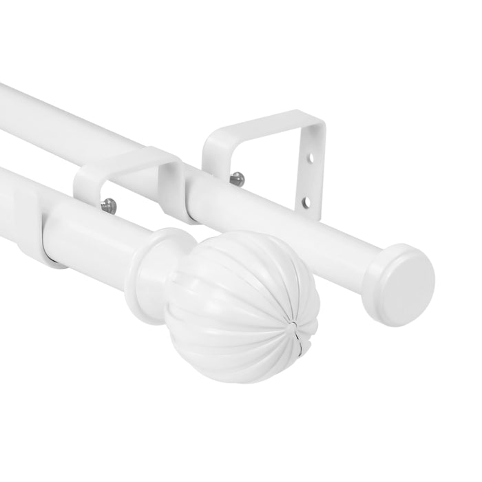 Urbanest Fluted Ball Flat Button 1-inch 3-4 inch Double Drapery Curtain Window Rod Set