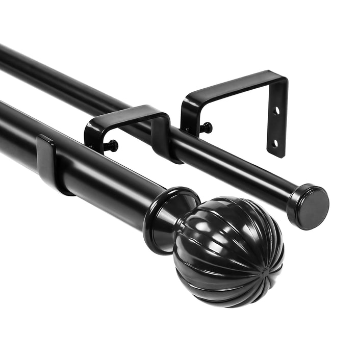 Urbanest Fluted Ball Manhattan 1-inch 5-8 inch Double Drapery Curtain Window Rod Set