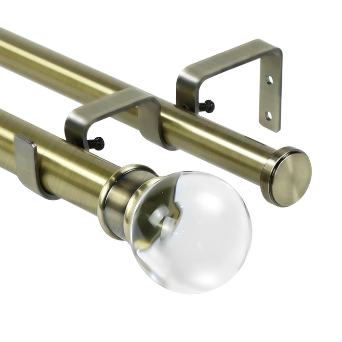 Urbanest Crystal Ball Flat Button 1" 3/4" Double Drapery Curtain Window Rod Set