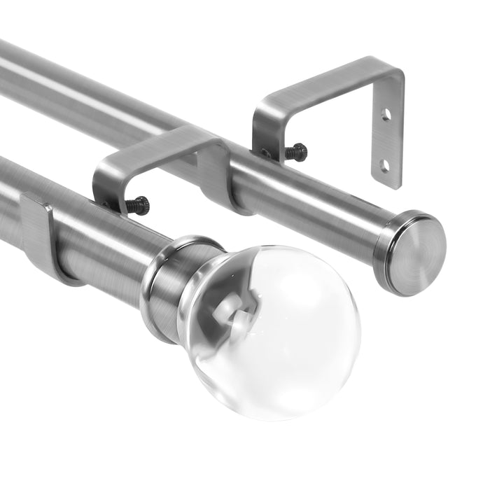 Urbanest Crystal Ball Flat Button 1" 3/4" Double Drapery Curtain Window Rod Set