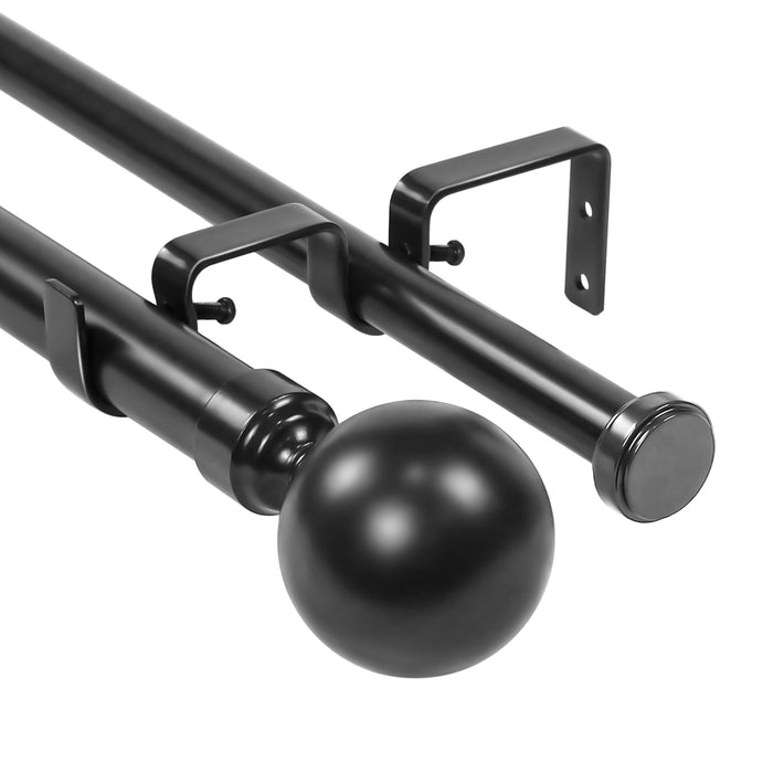 Urbanest Steel Ball Flat Button 1" 3/4" Double Drapery Curtain Window Rod Set