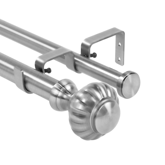 Urbanest Door Knob Flat Button 1" 3/4" Double Drapery Curtain Window Rod Set