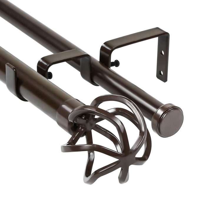 Urbanest Zeffoli Flat Button 1-inch 3-4 inch Double Drapery Curtain Window Rod Set
