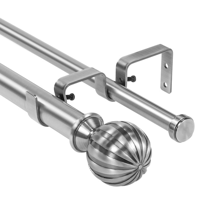 Urbanest Fluted Ball Manhattan 1-inch 5-8 inch Double Drapery Curtain Window Rod Set