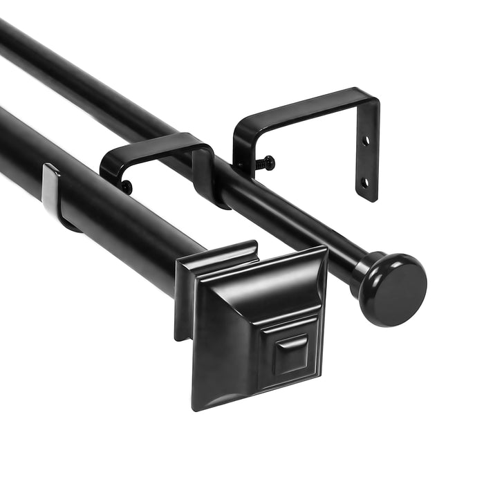 Urbanest Pila Flat Button 1-inch 5-8 inch Double Drapery Curtain Window Rod Set