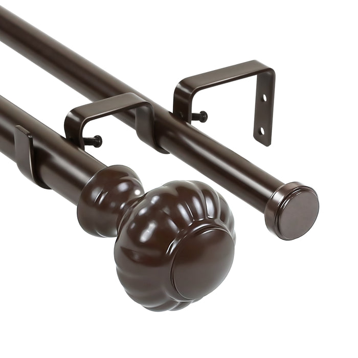Urbanest Door Knob Flat Button 1" 3/4" Double Drapery Curtain Window Rod Set