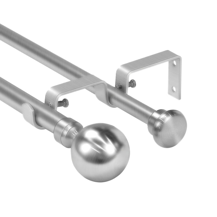 Urbanest Steel Ball Flat Button 1-inch 5-8 inch Double Drapery Curtain Window Rod Set