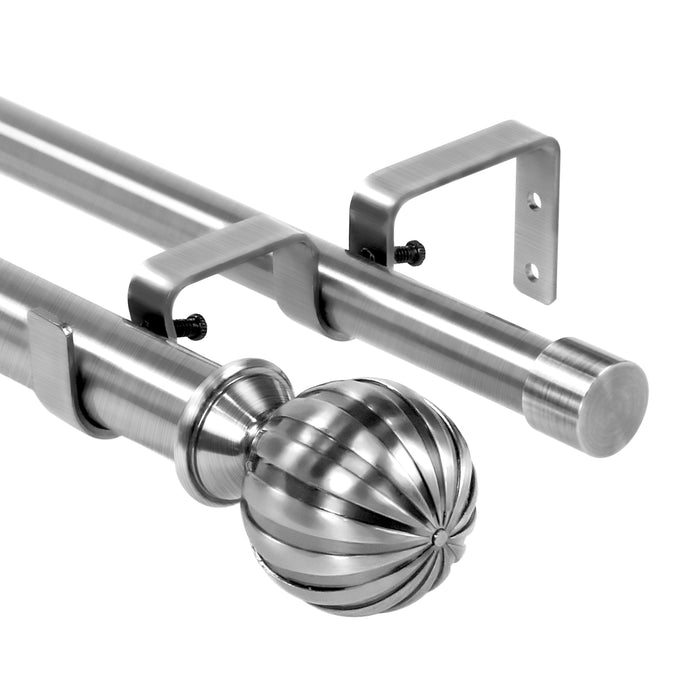 Urbanest Fluted Ball Manhattan 1-inch 3-4 inch Double Drapery Curtain Window Rod Set