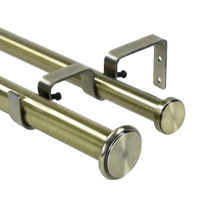Urbanest Bouton Flat Button 1-inch 3-4 inch Double Drapery Curtain Window Rod Set