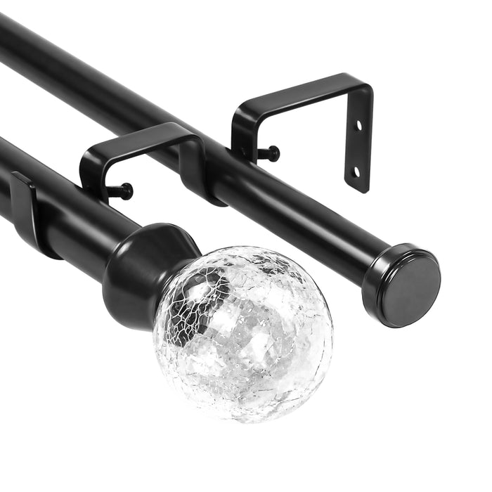 Urbanest Crackle Glass Flat Button 1-inch 3-4 inch Double Drapery Curtain Window Rod Set