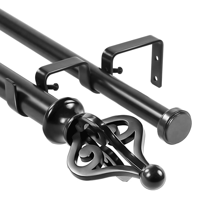 Urbanest Portia Flat Button 1-inch 3-4 inch Double Drapery Curtain Window Rod Set