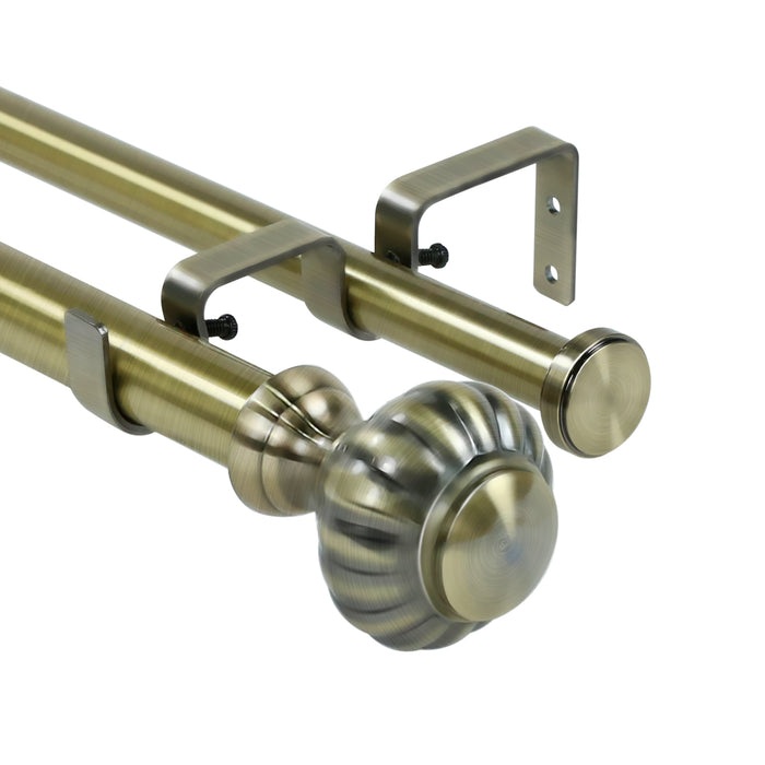 Urbanest Door Knob Flat Button 1" 3/4" Double Drapery Curtain Window Rod Set