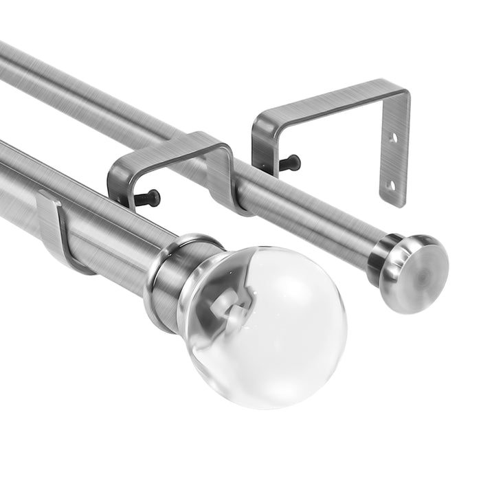 Urbanest Crystal Ball Flat Button 1-inch 5-8 inch Double Drapery Curtain Window Rod Set