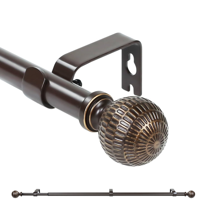 Ridicili 5/8" Single Telescoping Curtain Rod with Reticulated Ball Finials