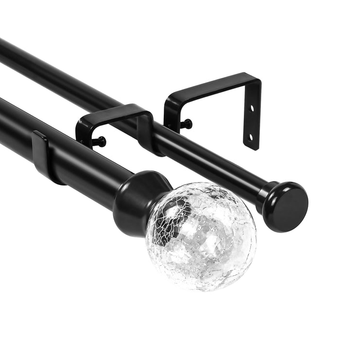 Urbanest Crackle Glass Flat Button 1-inch 5-8 inch Double Drapery Curtain Window Rod Set