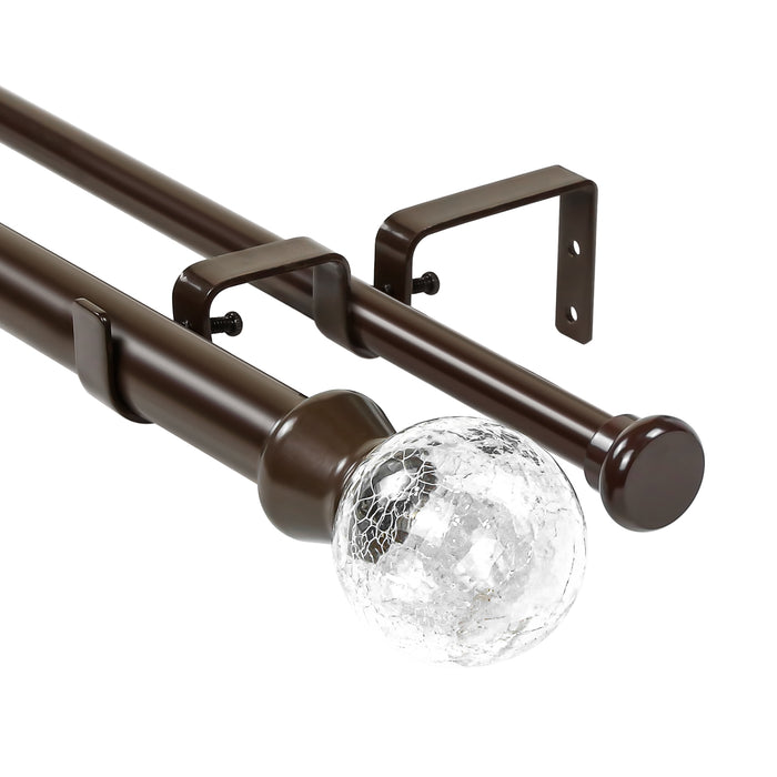 Urbanest Crackle Glass Flat Button 1-inch 5-8 inch Double Drapery Curtain Window Rod Set