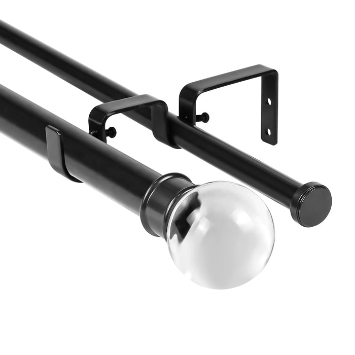 Urbanest Crystal Ball Manhattan 1-inch 5-8 inch Double Drapery Curtain Window Rod Set